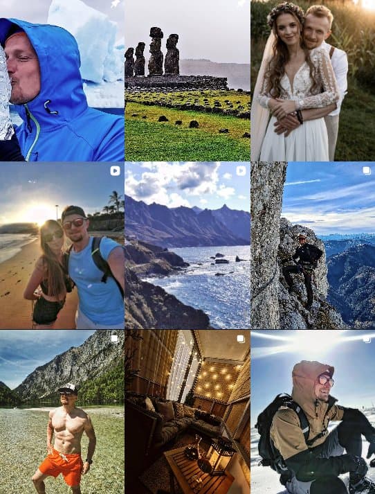 Výřez z instagramového profilu — cesty a sport
