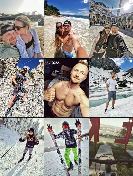 Výřez z instagramového profilu — cesty a sport